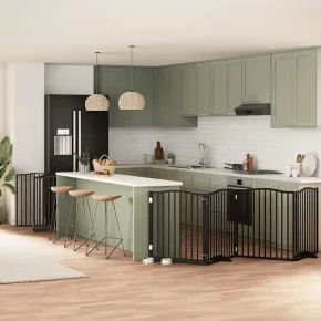 Poartă Câini Pliabilă Lemn Plop 800 cm Negru - Comandă Acum