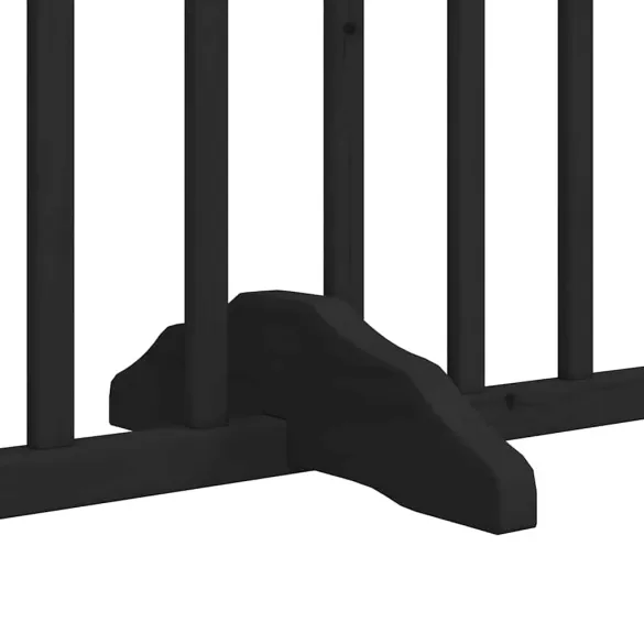 Poartă Câini Pliabilă 12 Panouri Negru 960 cm - Lemn Plop