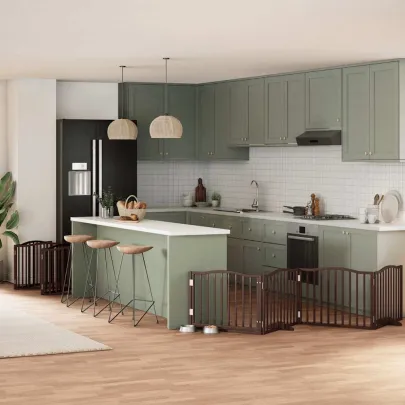 Poartă Câini Pliabilă Lemn Plop 960 cm - Livrare Gratuită