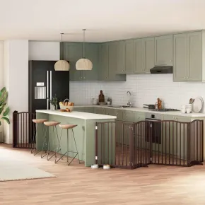 Poartă Câini Pliabilă Lemn - 8 Panouri 640 cm Maro