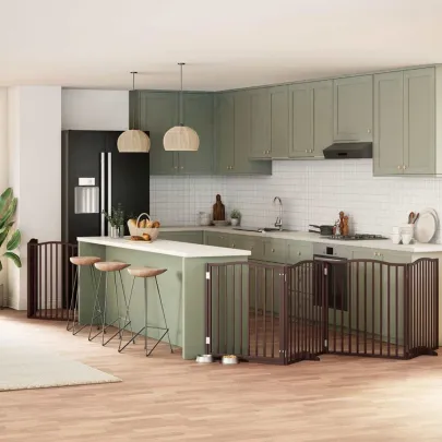 Poartă Câini Pliabilă Lemn - 8 Panouri 640 cm Maro