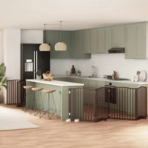 Poartă Câini Pliabilă Lemn Plop 960 cm - Livrare Gratuită