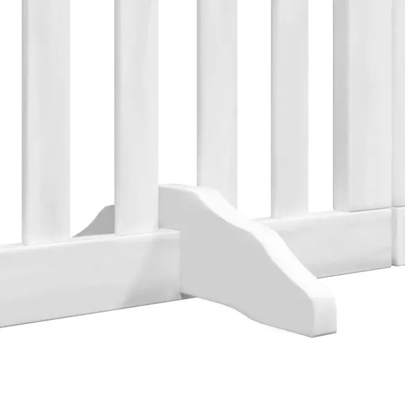 Poartă Câini Pliabilă Lemn Plop cu Ușă - 750 cm Alb