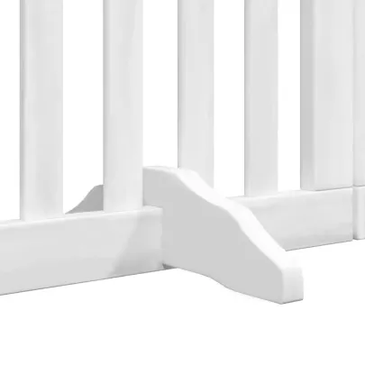 Poartă Câini Pliabilă Lemn Plop cu Ușă - 750 cm Alb