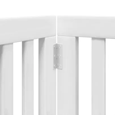 Poartă Câini Pliabilă Lemn Plop cu Ușă - 750 cm Alb