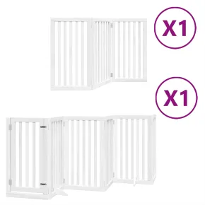 Poartă Câini Pliabilă Lemn Plop - 9 Panouri Alb - 450 cm 2