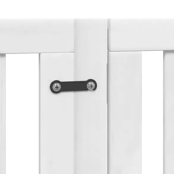 Poartă Câini Pliabilă Lemn Plop - 9 Panouri Alb - 450 cm