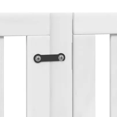 Poartă Câini Pliabilă Lemn Plop - 9 Panouri Alb - 450 cm