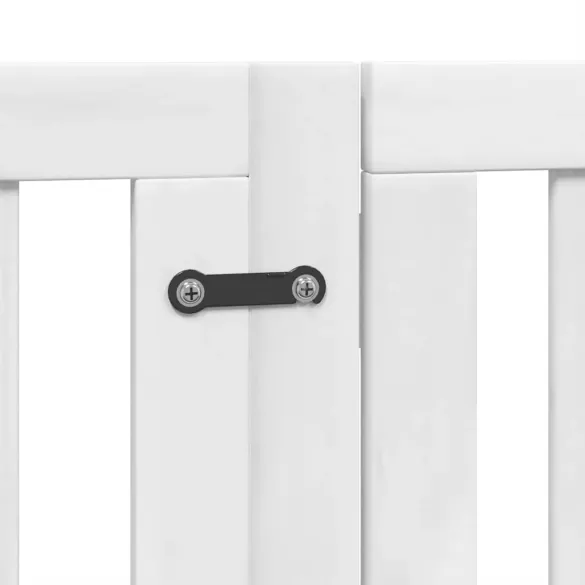 Poartă Câini Pliabilă cu Ușă Alb, Lemn Plop - 600 cm