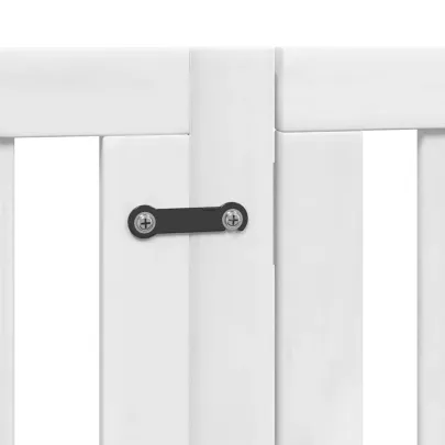 Poartă Câini Pliabilă cu Ușă Alb, Lemn Plop - 600 cm