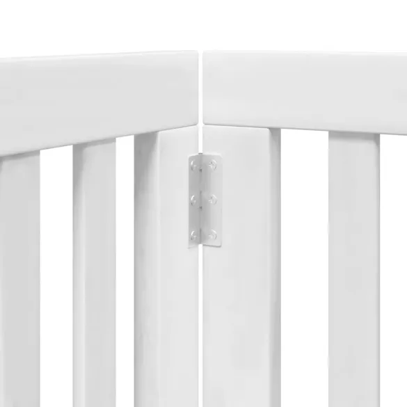 Poartă Câini Pliabilă cu Ușă Alb, Lemn Plop - 600 cm