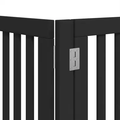 Poartă Câini Pliabilă Lemn Plop - 450 cm - Negru