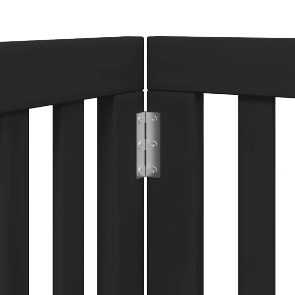Poartă Câini Pliabilă 15 Panouri Negru 750 cm - Lemn Plop