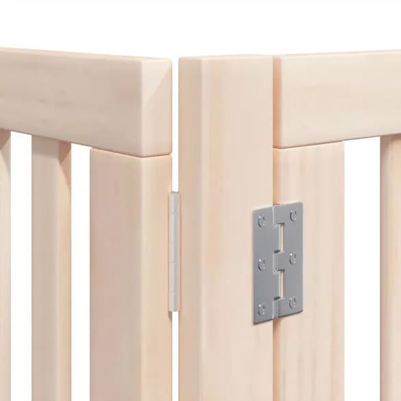 Poartă Pliabilă Câini cu Ușă - Lemn Plop - 640 cm