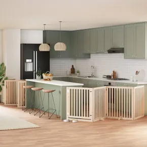 Poartă Pliabilă pentru Câini din Lemn de Plop - 960 cm