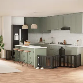 Poartă Câini Pliabilă Lemn Plop Negru 640 cm - Comandă Acum