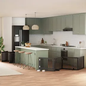 Poartă Câini Pliabilă Lemn Plop Negru - 800 cm