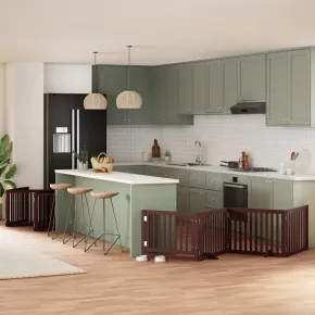 Poartă Câini Pliabilă 10 Panouri Maro 800 cm - Lemn Plop