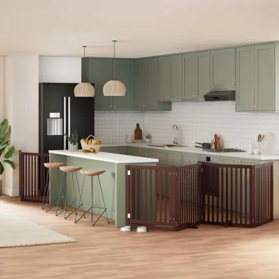 Poartă Câini Pliabilă Lemn Plop 480 cm cu Ușă - Comandă Acum