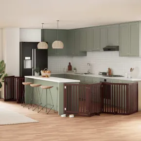 Poartă Câini Pliabilă Lemn - 960 cm cu Ușă | Livrare Gratuită