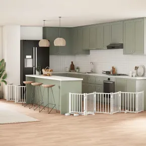 Poartă Câini Pliabilă Lemn Plop - Alb, 750 cm | Comandă Acum