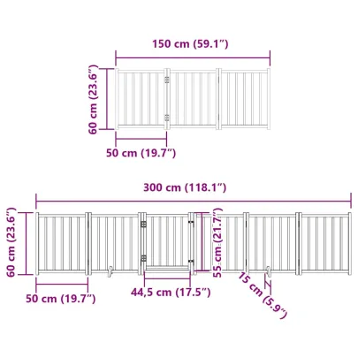 Poartă Câini Pliabilă Lemn Plop - Alb, 750 cm | Comandă Acum