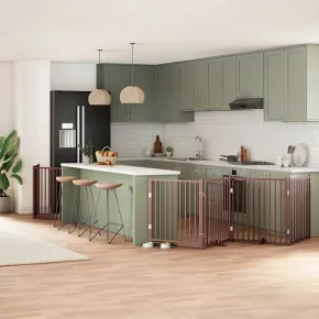 Poartă Câini Pliabilă Lemn Plop 640 cm - Livrare Gratuită