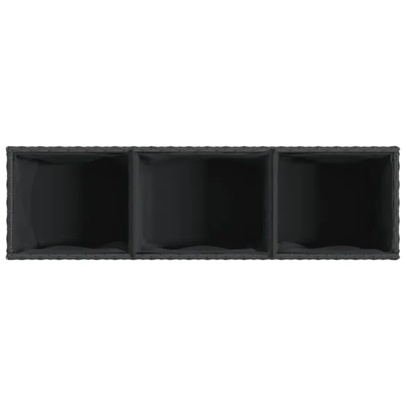 Jardiniere Grădină 3 Ghivece Negru - Poliratan | Livrare Gratuită