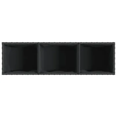 Jardiniere Grădină 3 Ghivece Negru - Poliratan | Livrare Gratuită