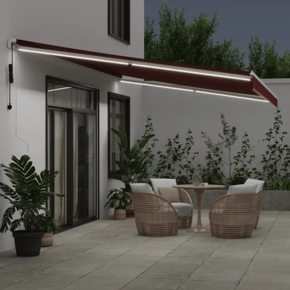Copertină Retractabilă Automată cu LED - Vișiniu 600x350 cm