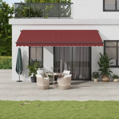 Copertină Retractabilă Manual Vișiniu 500x350 cm | Livrare Gratuită