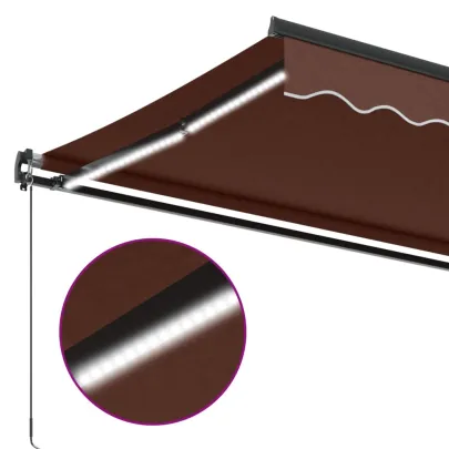 Copertină Retractabilă Manuală cu LED-uri Maro 500x350 cm