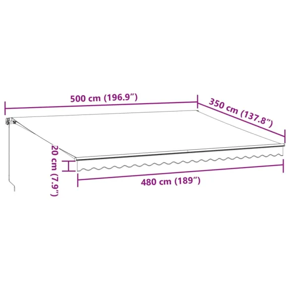 Copertină Retractabilă Manuală cu LED-uri Maro 500x350 cm