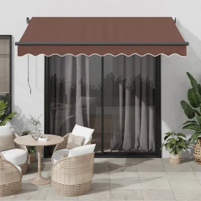 Copertină Retractabilă Manual Maro 300x250 cm - Livrare Gratuită
