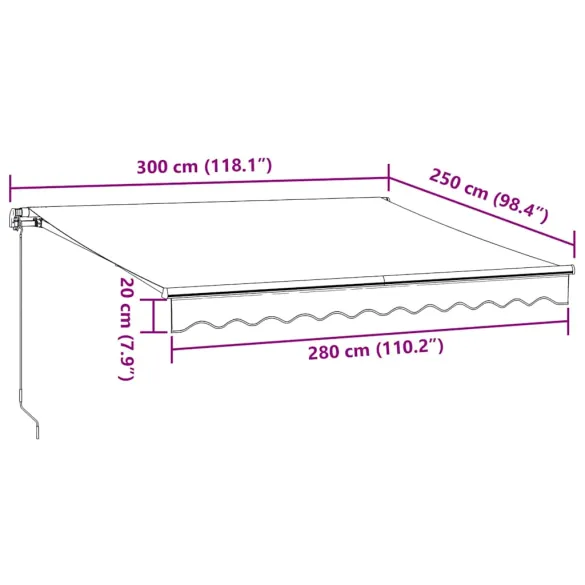 Copertină Retractabilă Manual cu LED - 300x250 cm