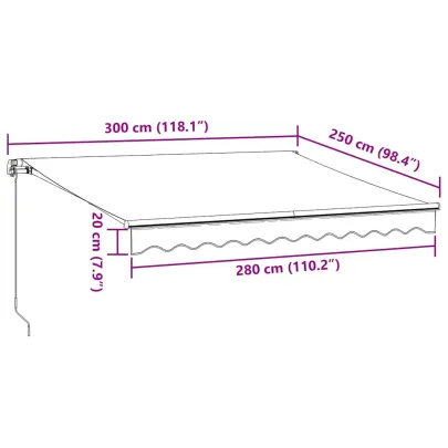 Copertină Retractabilă Manual cu LED - 300x250 cm