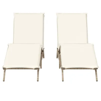 Șezlonguri de Plajă cu Perne - Set 2 Bucăți - Bej