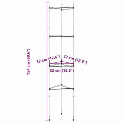 Suporturi Roșii 6 bucăți - Oțel Rezistent - 154 cm
