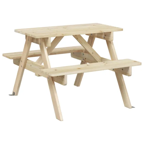 Masă picnic copii cu umbrelă - Lemn masiv - Livrare gratuită