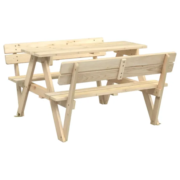 Masă de picnic copii cu umbrelă - Lemn masiv brad