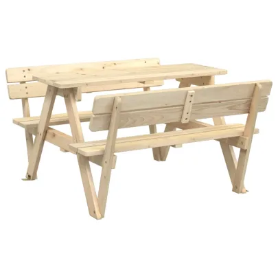 Masă de picnic copii cu umbrelă - Lemn masiv brad