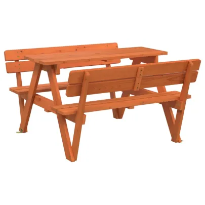 Masă picnic copii cu umbrelă - Lemn masiv - Livrare gratuită