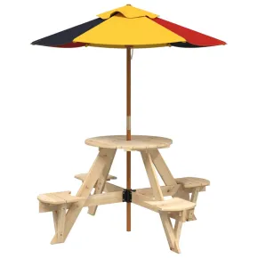 Masă Picnic 4 Copii cu Umbrelă - Lemn Masiv | Livrare Gratuită 2