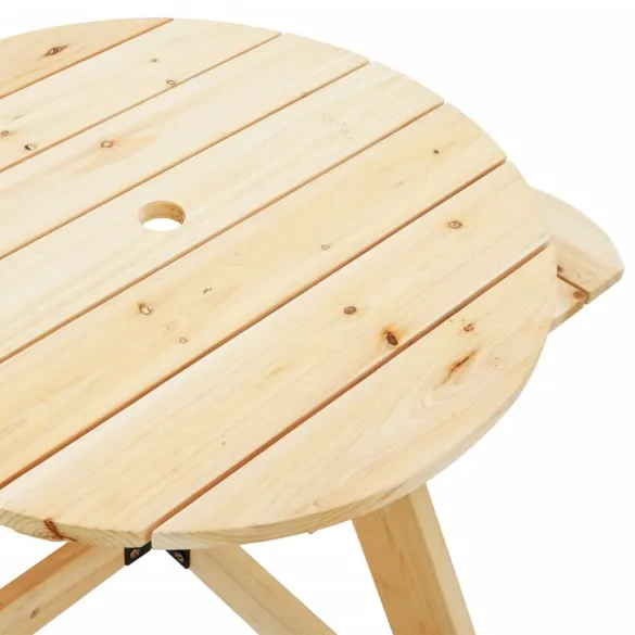 Masă Picnic 4 Copii cu Umbrelă - Lemn Masiv | Livrare Gratuită