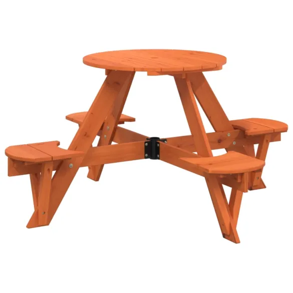Masă Picnic 4 Copii cu Umbrelă - Lemn Natural | Livrare Gratuită