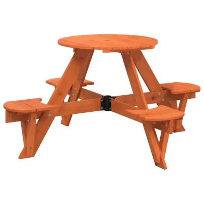 Masă Picnic 4 Copii cu Umbrelă - Lemn Natural | Livrare Gratuită