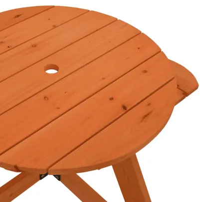 Masă Picnic 4 Copii cu Umbrelă - Lemn Natural | Livrare Gratuită