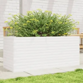 Jardinieră Grădină Albă din Lemn Masiv de Pin - 110 cm