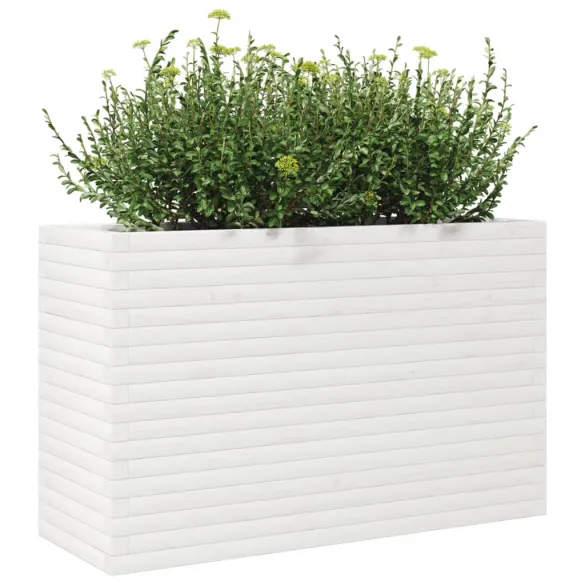 Jardinieră Grădină Albă - Lemn Masiv de Pin - 110x40x68,5 cm