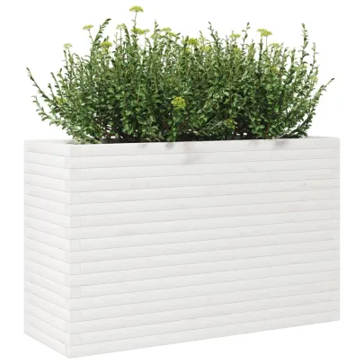 Jardinieră Grădină Albă - Lemn Masiv de Pin - 110x40x68,5 cm
